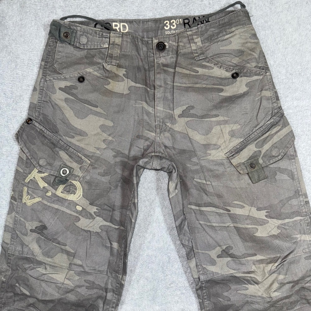 G-Star Raw Elwood Prisoner Camo Cargo Pants Grey Mens 32x32 3301 Raw - Picture 3 of 14